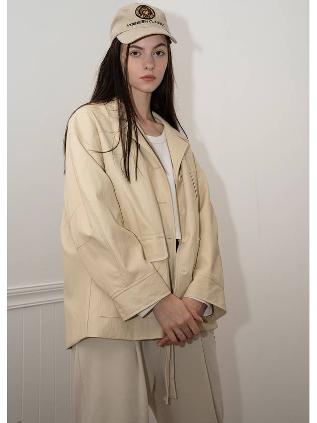 Ballon sleeve eco leather jacket_cream Ballon sleeve eco leather jacket_cream - VIBEREEN - BALAAN 4