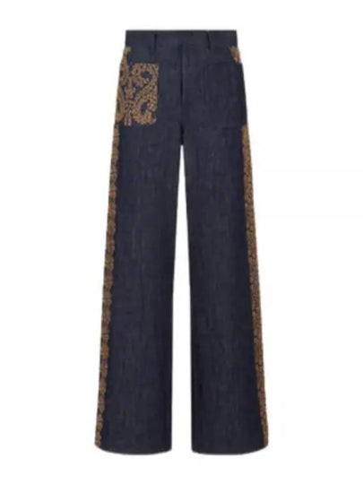 Flower Embroidered Cotton Denim Jeans Blue - DIOR - BALAAN 2