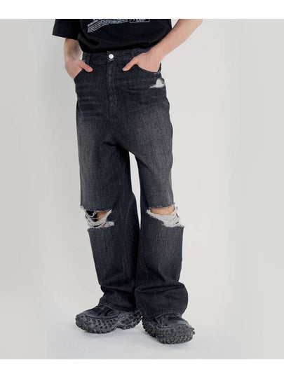 Distressed Baggy Denim Pants Black - INTERSECTION - BALAAN 2