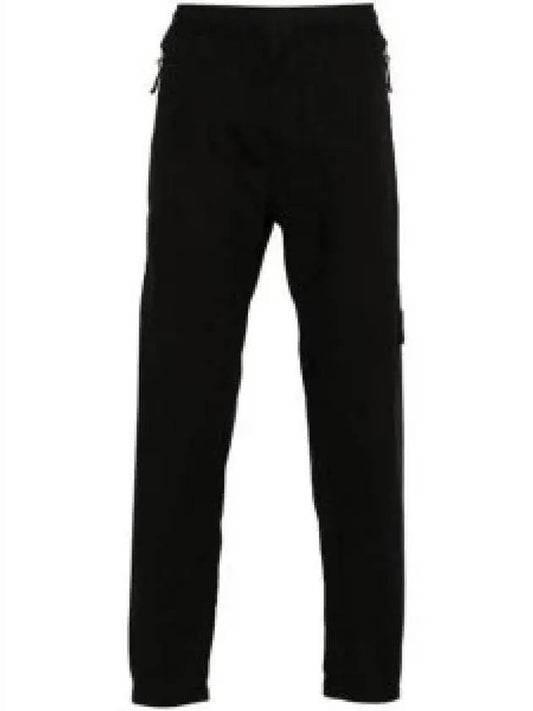 Logo Patch Tapered Cotton Track Pants Black - STONE ISLAND - BALAAN 2