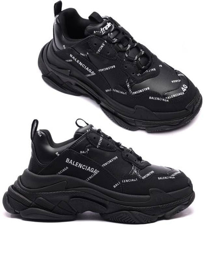 Allover Logo Triple S Low Top Sneakers Black - BALENCIAGA - BALAAN 2