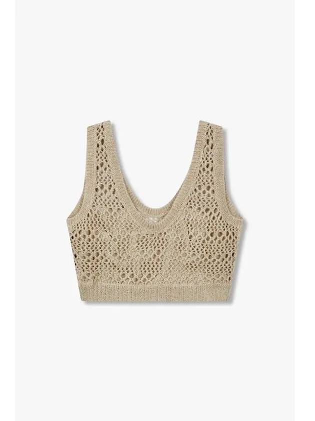 Women s Wide Neck Crochet Bustier Melange Beige - BRUNELLO CUCINELLI - BALAAN 1