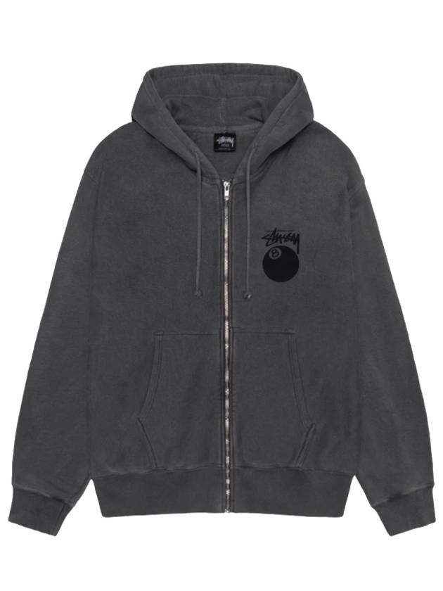 8 Ball Pigment Dyed Zip-Up Hoodie Black - STUSSY - BALAAN 2