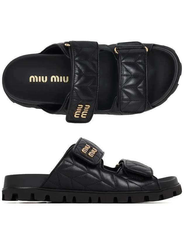 Matelasse Nappa Leather Slippers Black - MIU MIU - BALAAN 2