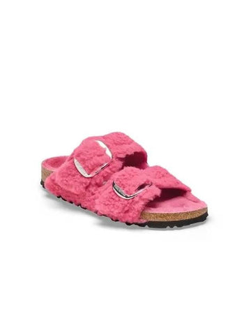 Arizona Big Buckle Teddy Rivet Logo OS Arizona Big Buckle Suede Shearling Mule 02 Pinky Funky - BIRKENSTOCK - BALAAN 1