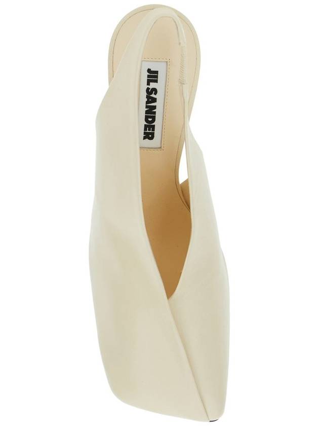 White Slingback Pumps With Square Toe And High Heel In Leather Woman - JIL SANDER - BALAAN 4