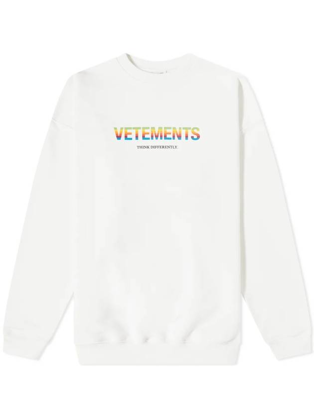 Rainbow Logo Over Sweatshirt White - VETEMENTS - BALAAN 1