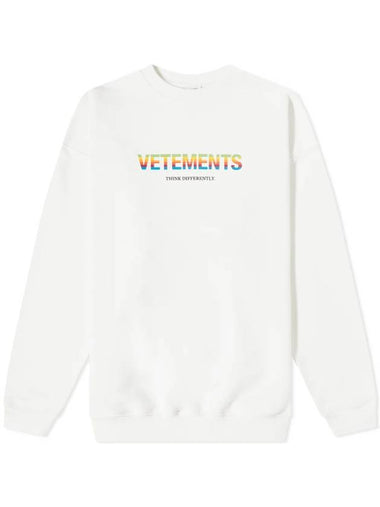 Rainbow Logo Over Sweatshirt White - VETEMENTS - BALAAN 1