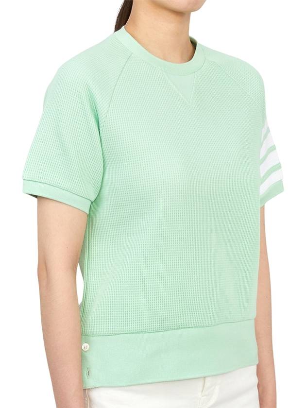 Women's Waffle 4 Bar Raglan Short Sleeve T-Shirt Light Green - THOM BROWNE - BALAAN 6