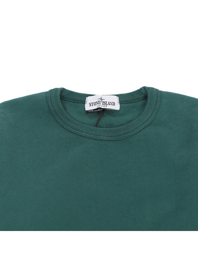 Kids Organic Cotton Fleece Sweatshirt Green - STONE ISLAND - BALAAN 4