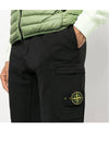 Men's Wappen Patch Cotton Fleece Track Pants Black - STONE ISLAND - BALAAN 6