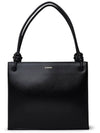 Logo Print Square Leather Tote Bag Black - JIL SANDER - BALAAN 2