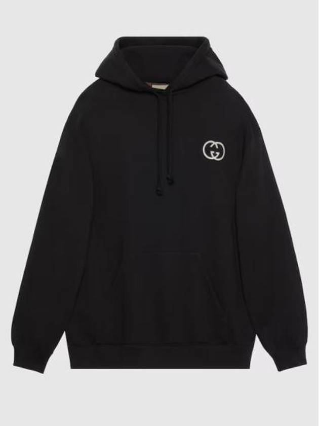 Cotton Jersey Hoodie Black - GUCCI - BALAAN 8