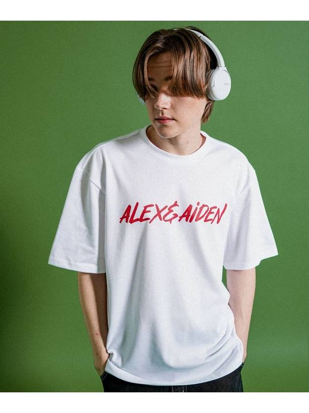 Masker Logo Short Sleeve T-Shirt White - ALEX&AIDEN - BALAAN 3