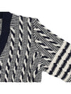 4-bar V-neck Twist Cable Knit Cardigan Navy - THOM BROWNE - BALAAN 5