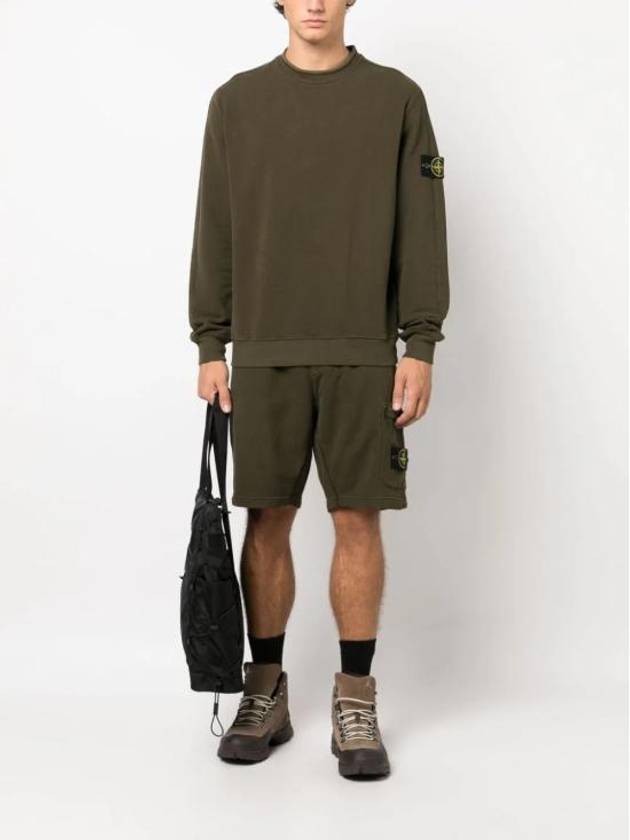 Stretch Cotton Fleece Mock Turtleneck Sweatshirt Olive Green - STONE ISLAND - BALAAN 3