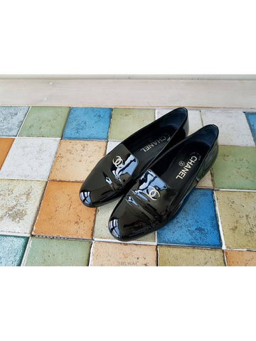 Best condition Chanel patent CC logo women s black loafer flats 37 5 - PRADA - BALAAN 1