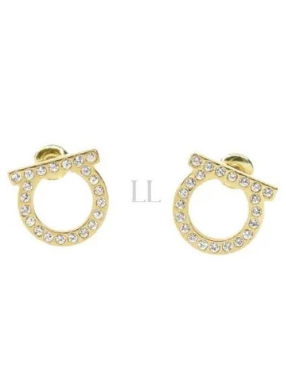 Gancini Crystal Large Earrings Gold - SALVATORE FERRAGAMO - BALAAN 2