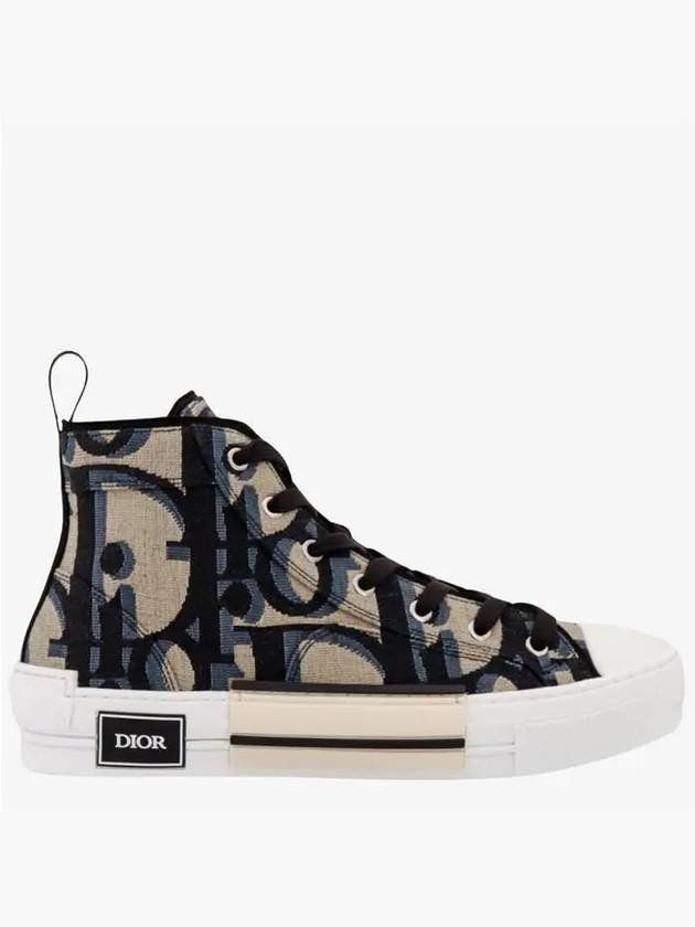 Oblique Jacquard B23 High Top Sneakers Black Beige - DIOR - BALAAN 2