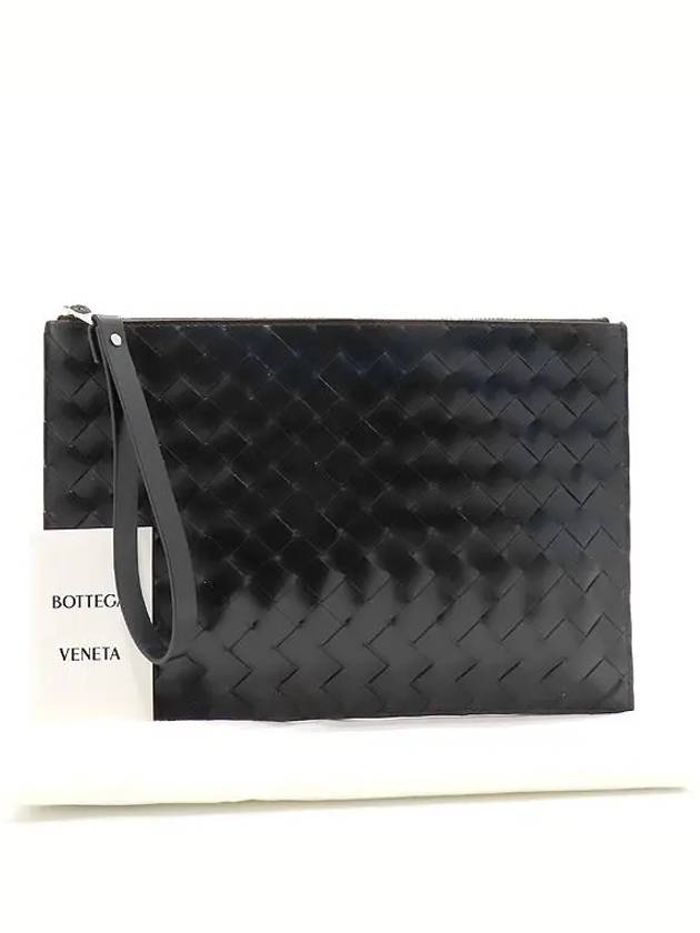 592648 Black Color Intrecciato Pouch Clutch Wrist Strap - BOTTEGA VENETA - BALAAN 1