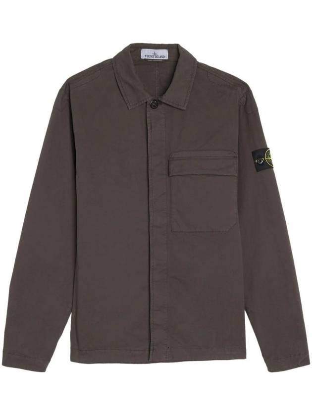 Supima Regular Fit Long Sleeve Shirt Charcoal - STONE ISLAND - BALAAN 1