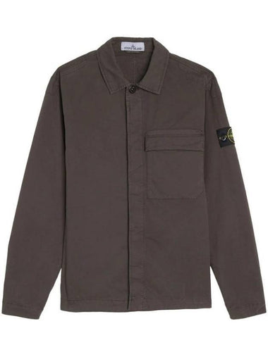 Supima Regular Fit Long Sleeve Shirt Charcoal - STONE ISLAND - BALAAN 1