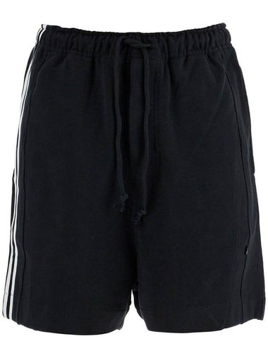 black cotton shorts with white stripes - Y-3 - BALAAN 1