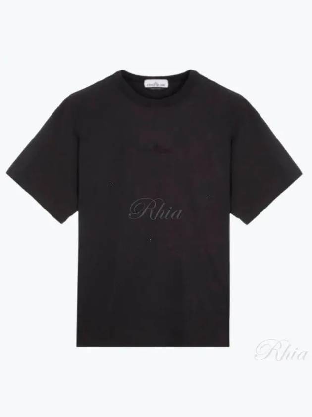 20457 Garment Dyed Embroidered Logo Short Sleeve T-Shirt Black - STONE ISLAND - BALAAN 2