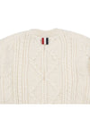 4 Bar Aran Cable Merino Crew Neck Pullover Knit Top White - THOM BROWNE - BALAAN 10