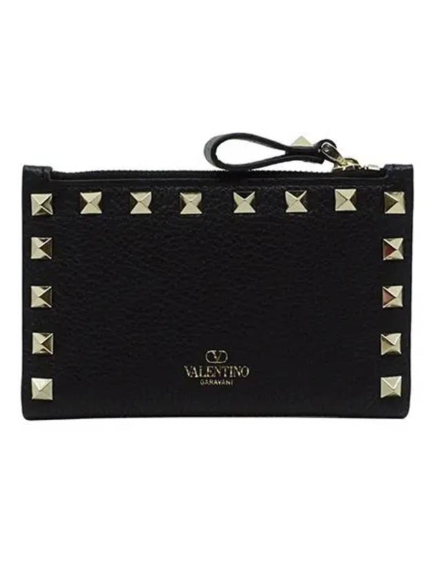 Rockstud Card Wallet Black - VALENTINO - BALAAN 2