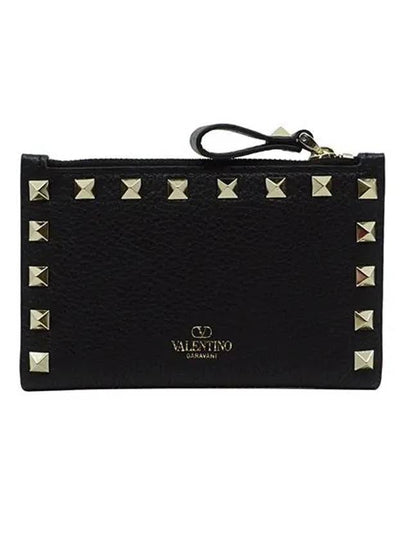 Rockstud Card Wallet Black - VALENTINO - BALAAN 2