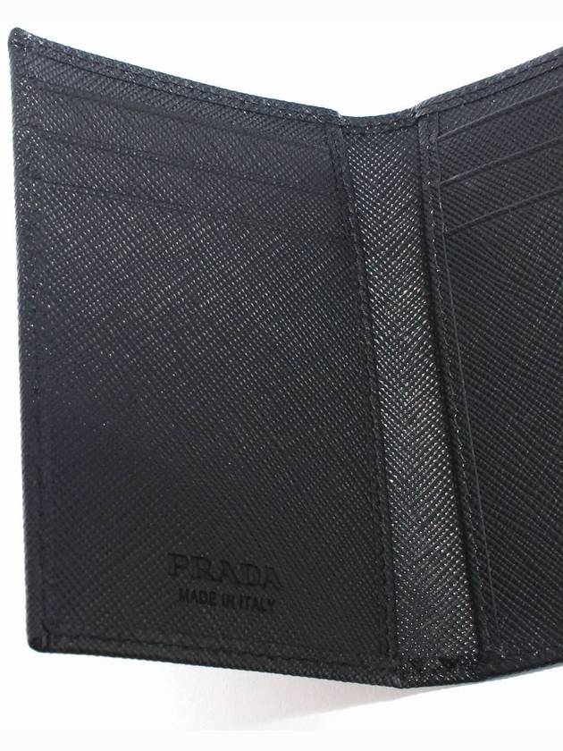 Saffiano Triangular Logo Flap Card Wallet Black - PRADA - BALAAN 4