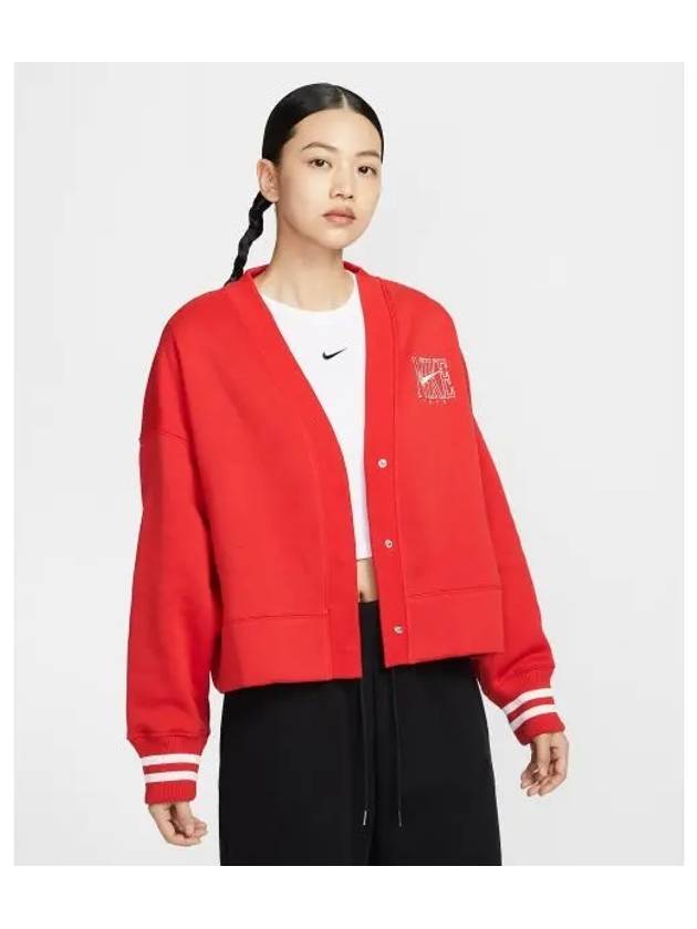 Sportswear Phoenix Fleece Oversized Cardigan University Red - NIKE - BALAAN 2