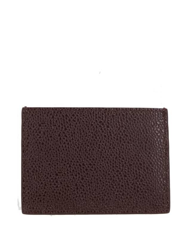 Lucido Leather Single Card Wallet Red - THOM BROWNE - BALAAN 4