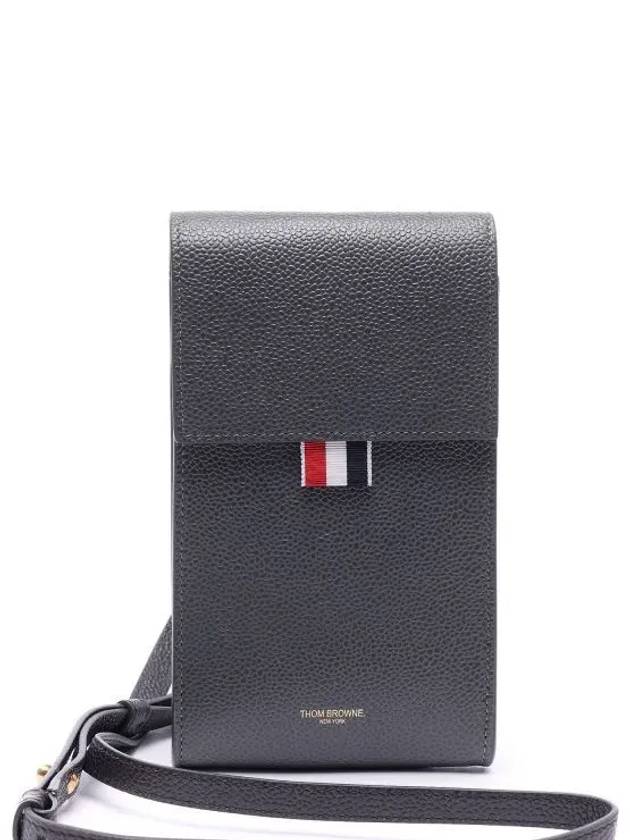 Three Stripe Tab Phone Holder Cross Bag Dark Grey - THOM BROWNE - BALAAN 2