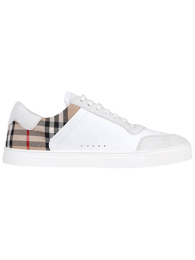 Check Leather Suede Sneakers Natural White Archive Beige - BURBERRY - BALAAN 5