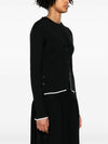 Tipping Rib Stitch Cable Wool Silk Blend Cardigan Black - THOM BROWNE - BALAAN 5