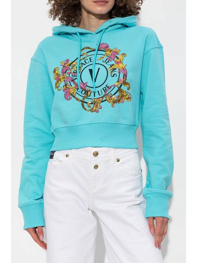 Versace Jeans Couture Sweatshirt With Print And Shimmering Sequins, Women's, Blue - VERSACE - BALAAN 3