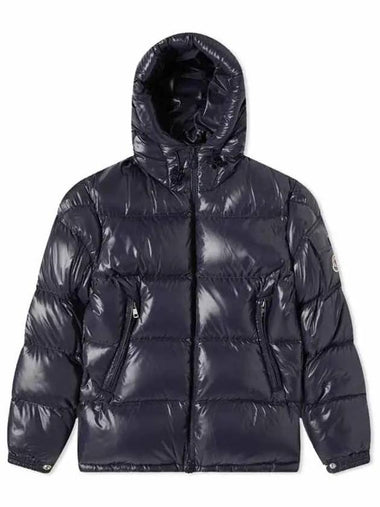 1A00228 68950 742 ECRINS Logo Patch Hooded Short Down Jacket Glossy Navy Men’s Padding - MONCLER - BALAAN 1