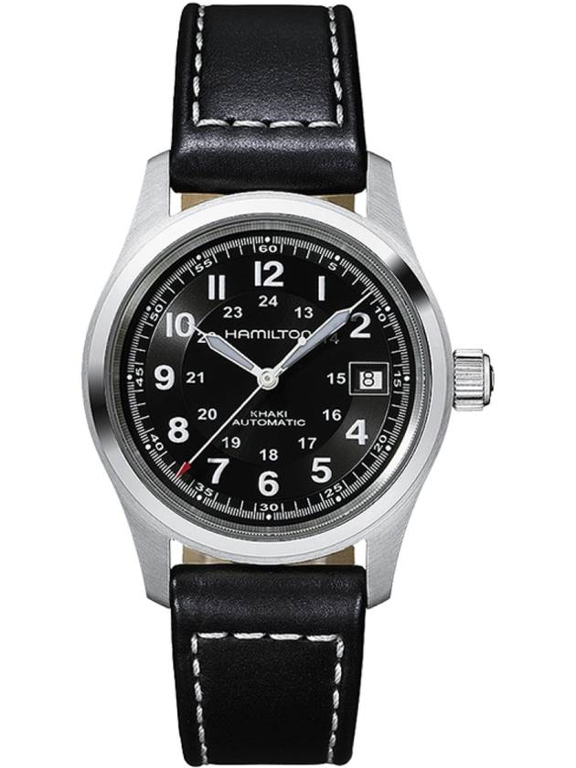 Khaki Field Leather Watch Black - HAMILTON - BALAAN 1