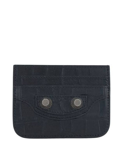 Women's Crocker Pattern Leather Cagole Card Wallet Black - BALENCIAGA - BALAAN 2