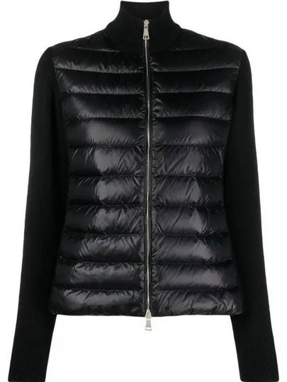 Logo Padded Wool Cardigan Black - MONCLER - BALAAN 2