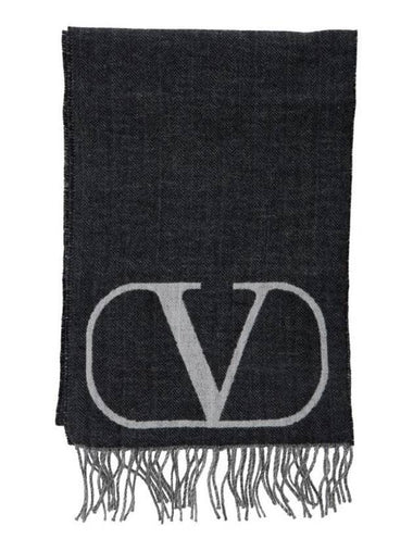 Garavani V Logo Signature Muffler Grey - VALENTINO - BALAAN 1