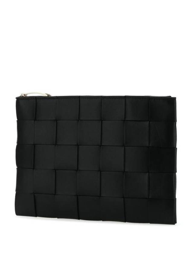 Cassette Intrecciato Medium Clutch Bag Black - BOTTEGA VENETA - BALAAN 3