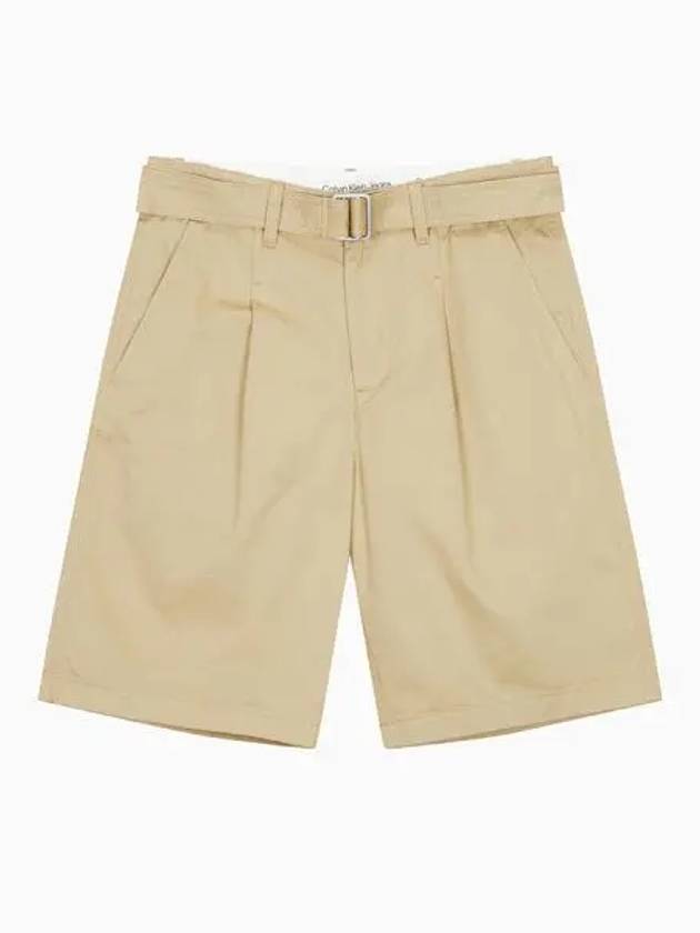 JEANS Men s Beige Wide Pleated Chino Shorts J325359 PF2 - CALVIN KLEIN - BALAAN 2