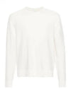 Compass Embroidered Crew Neck Organic Cotton Knit Top White - STONE ISLAND - BALAAN 2