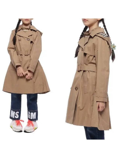 Kids Detachable Hooded Pleated Trench Coat Beige - BURBERRY - BALAAN 2