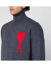 Big Heart Logo Wool Knit Turtleneck Grey - AMI - BALAAN 5