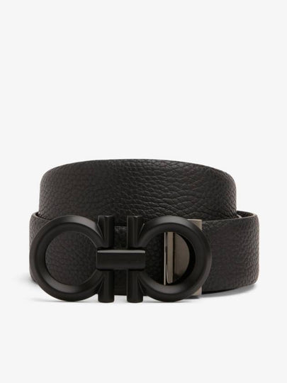 Gancini Buckle Reversible Leather Belt Black - SALVATORE FERRAGAMO - BALAAN 2