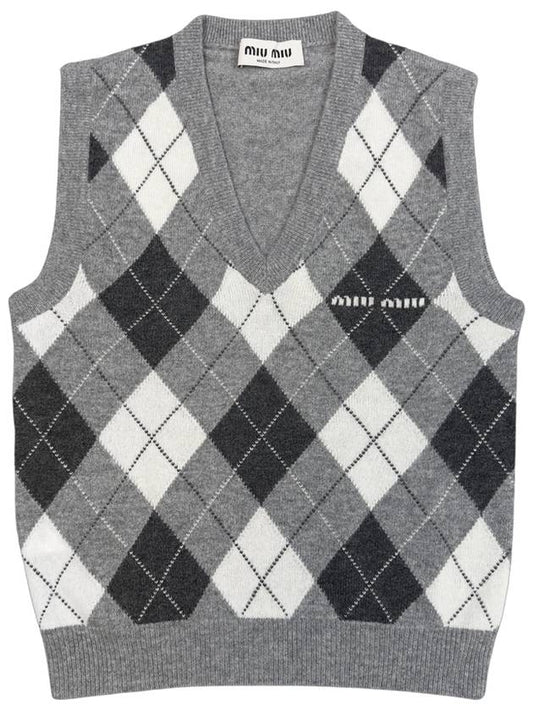 Cashmere Knit Vest Marble Grey - MIU MIU - BALAAN 2